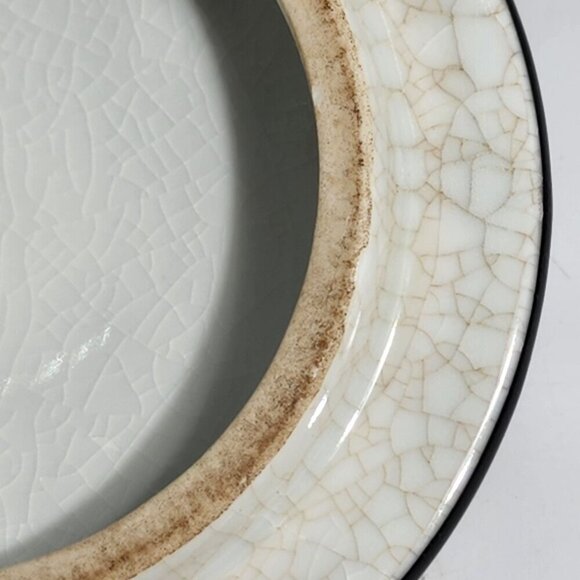 Hand-Painted Black Ceramic Jar Lid Pink & Green Floral Motif Fredrick Cooper - Picture 8 of 12